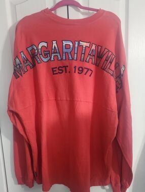 Margaritaville Women's Coral-Red Long Sleeve Graphic Shirt